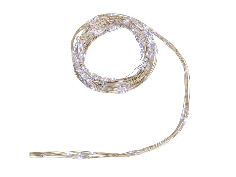  Guirlande lumineuse à pompons d'intérieur 2 m 200 led blanc froid fil cuivre à piles  - Conforama B