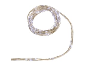Guirlande lumineuse à pompons d'intérieur 2 m 200 led blanc froid fil cuivre à piles