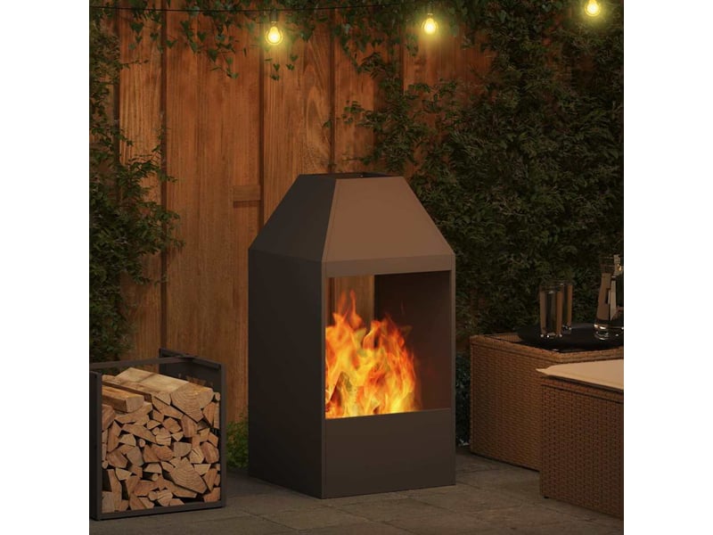  Brasero exterieur, foyer camping noir 50x50x100 cm acier patiné shl55496  - Conforama D