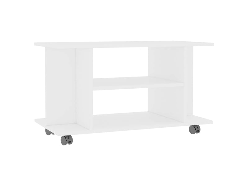 Meuble tv - banc tv - meuble de rangement avec roulettes blanc 80x40x45 cm bois d'ingénierie  - Conforama A