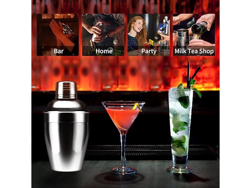  Shaker à cocktail en acier inoxydable, shaker de bar à cocktails, shaker à vin avec passoire et couvercle, 250 ml (8,4 oz) GTR06138 - Conforama E