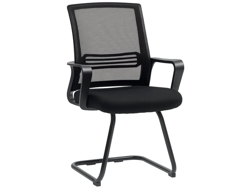 Chaise de bureau ergonomique en maille avec mousse pieds métalliques base luge noire - Conforama A