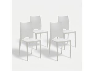 Lot de 4 chaises empilables en polypropylène lione - blanc
