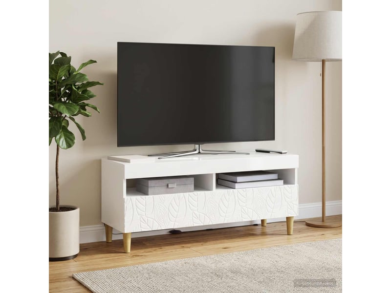  Meuble tv - banc tv - meuble de rangement led blanc brillant bois d'ingénierie  - Conforama D