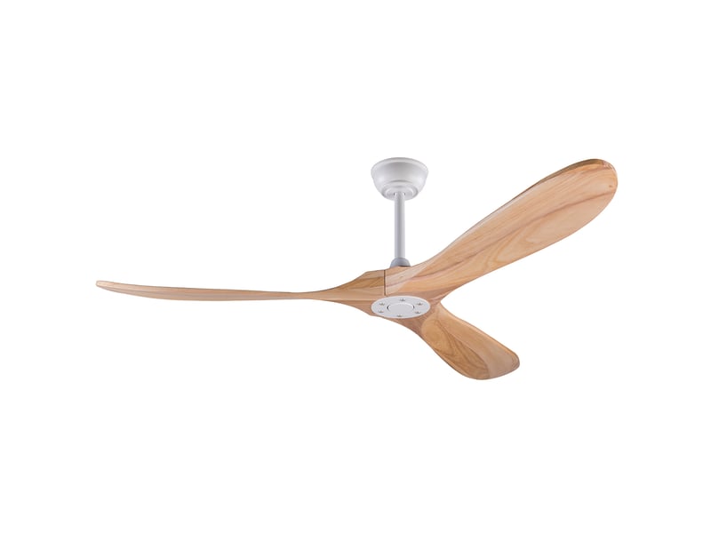  Grand ventilateur de plafond en bois sans lumière, 60 pouces, finition bois naturel, étanche, design mid-century moderne  - Conforama A