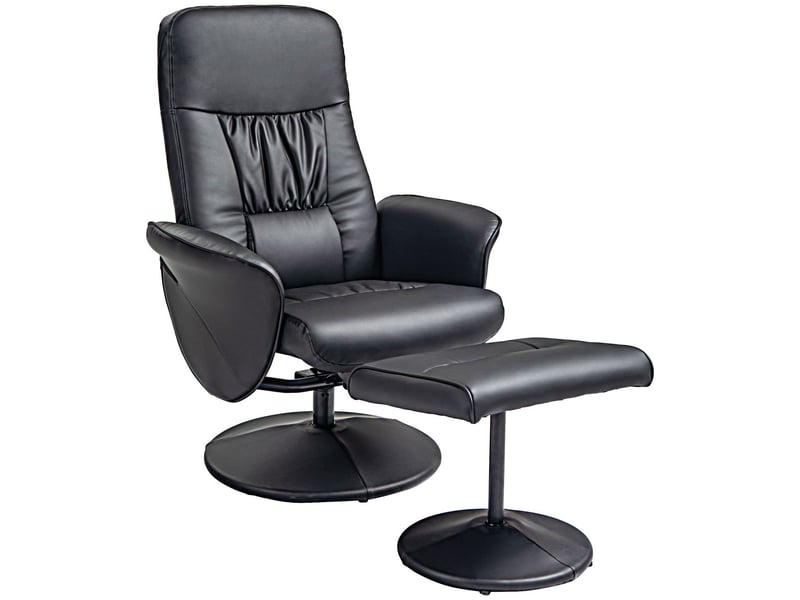 Chaise repas fauteuil pivotant fonction inclinable revêtement en simili cuir coloris noir repose-pieds - Conforama A