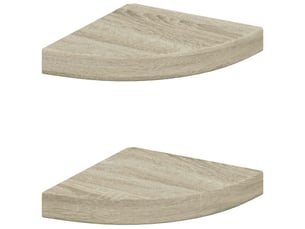 Lo de 2 étagère d'angle flottante chêne 25x25x3,8 cm mdf