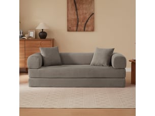 Canapé convertible lit 1 place taupe, canapé pliable avec revêtement velours et structure stable pour salon ou chambre