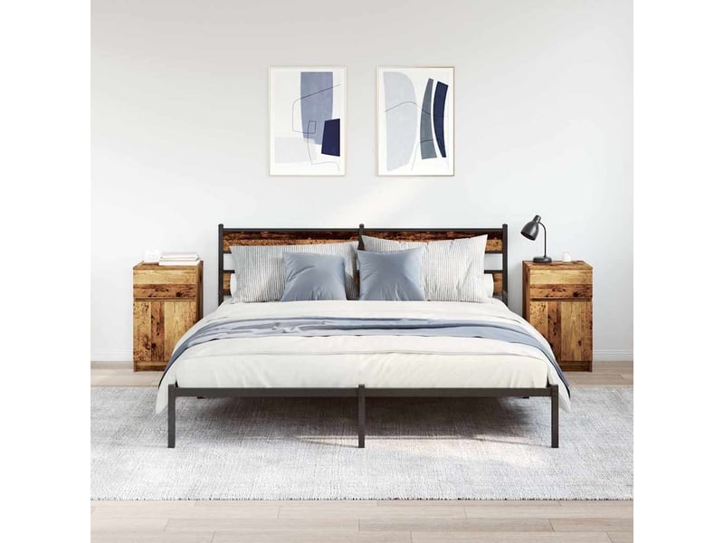  Lot de 2 tables de chevet - cabinet de chevet - table de nuit vieux bois 39x35x65 cm bois d'ingénierie  - Conforama B