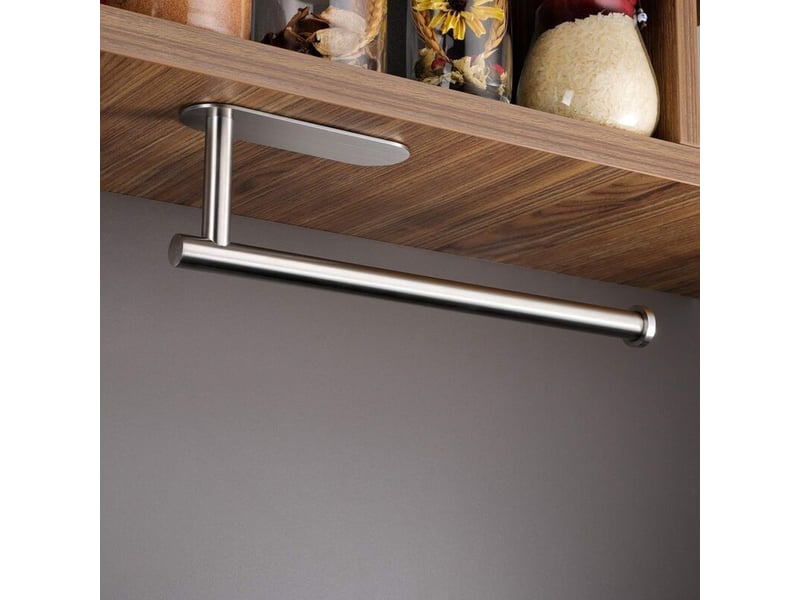  Porte-rouleau de cuisine, aucun perçage requis, porte-rouleau de cuisine, porte-rouleau pratique autocollant pour éléments bas, acier inoxydable  - Conforama C
