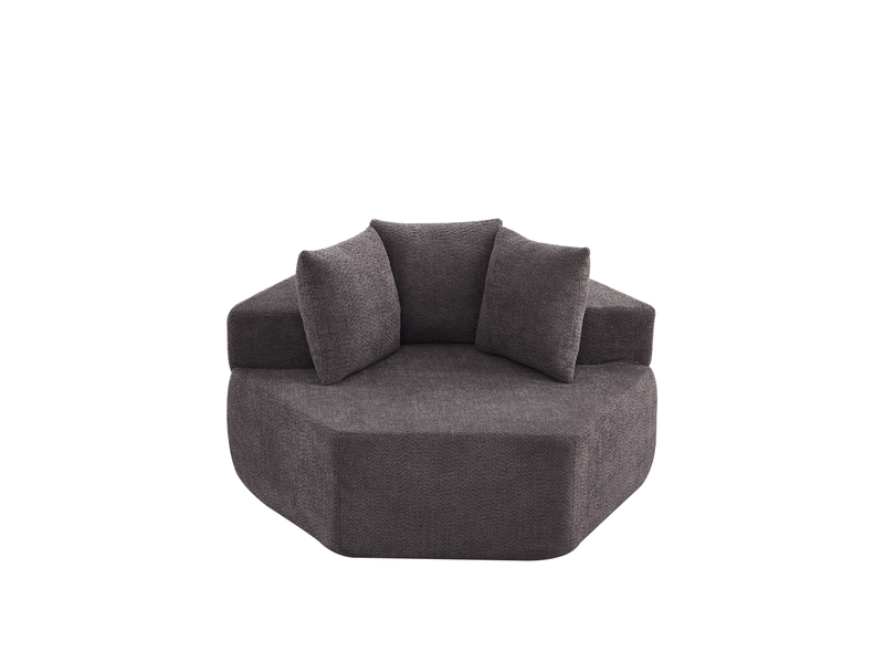 Fauteuil hexagonal 1 place - fauteuil cabriolet modulaire individuel sans montage en chenille avec 3 coussins - gris - Conforama A