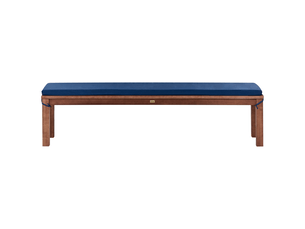 Banc avec coussin d'assise monsano 170 cm bois d'eucalyptus bleu
