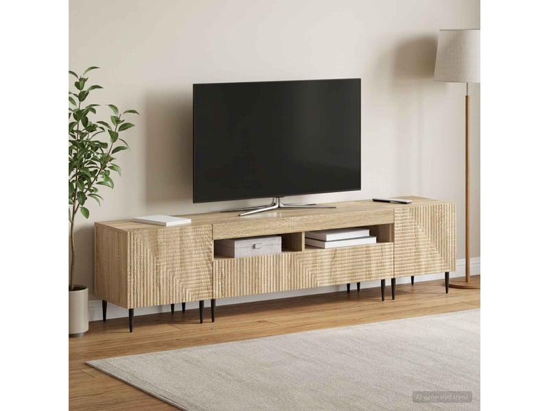  Ensemble de 3 meubles tv led chêne sonoma bois d'ingénierie shl31346  - Conforama C