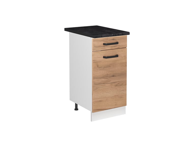  Vicco meuble bas sous-évier, chêne doréblanc, 40cm plan de travail anthracite  - Conforama A