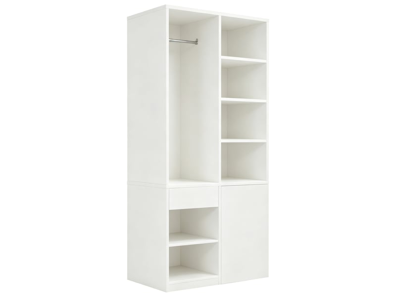 Armoire penderie 70x50x170 cm - tiroirs et étagères ouvertes - rangement multifonction - mdf - blanc CozyNest - Conforama A