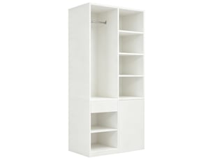 Armoire penderie 70x50x170 cm - tiroirs et étagères ouvertes - rangement multifonction - mdf - blanc