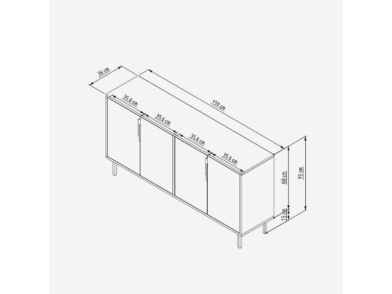 Buffet console design avec étagères et portes lurea - Conforama E