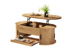 Table basse arrondi(e) coloris naturel <strong>MODENUIT </strong> <strong></strong> - 55 cmx110 cm