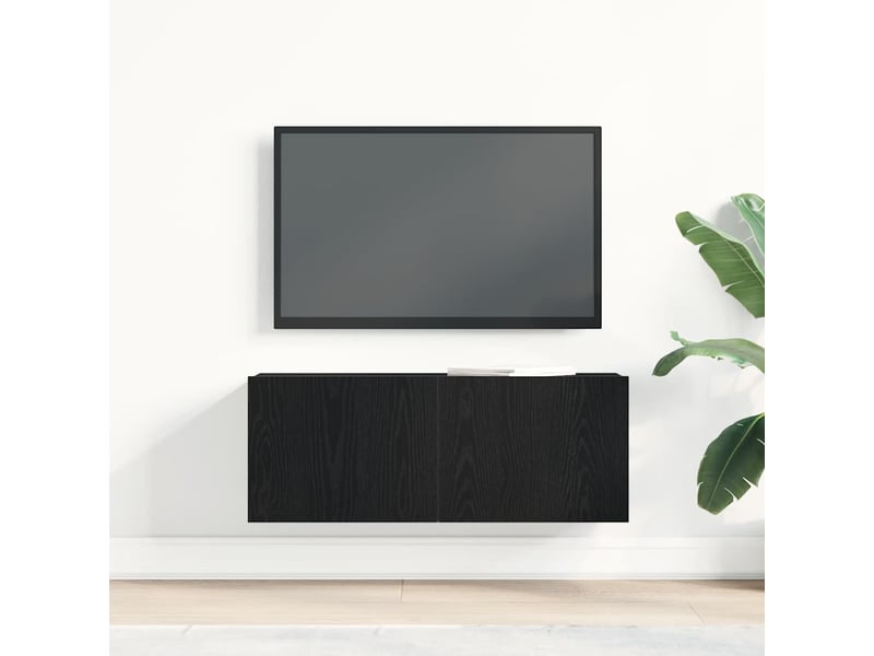  Meuble tv - banc tv - meuble de rangement 80 x 30 x 30 cm chêne noir bois d'ingénierie  - Conforama D