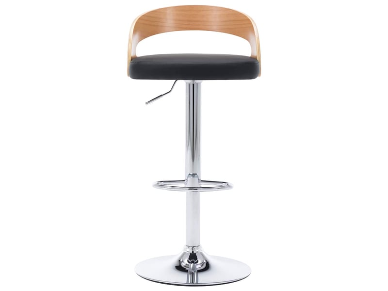 Lot de 2 tabouret de bar, chaise de bar noir similicuir et bois courbé  - Conforama D
