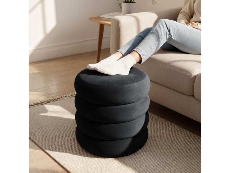 Tabouret en velours avec rangement 42 cm snuggo noir SNUGGO - Conforama E