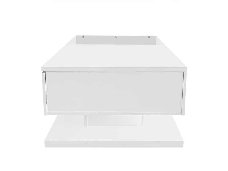  Table basse blanc brillant, avec verre et éclairage led  - Conforama D
