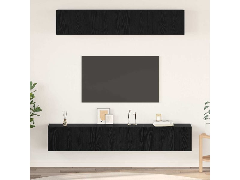  Ensemble meuble tv - banc tv - meuble de rangement 5 pcs chêne noir bois d'ingénierie  - Conforama B