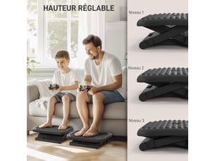 Repose-pieds ergonomique de bureau hauteur et inclinaison réglables noir 46 x 35 cm