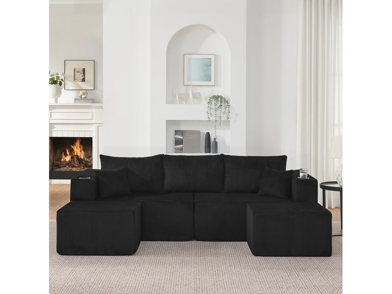 Canapé d'angle 3 places modulable avec ottomans evryae - Conforama D