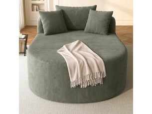Fauteuil relax ovale corda, vert, sans montage, rembourrage élastique, design minimaliste, velours côtelé