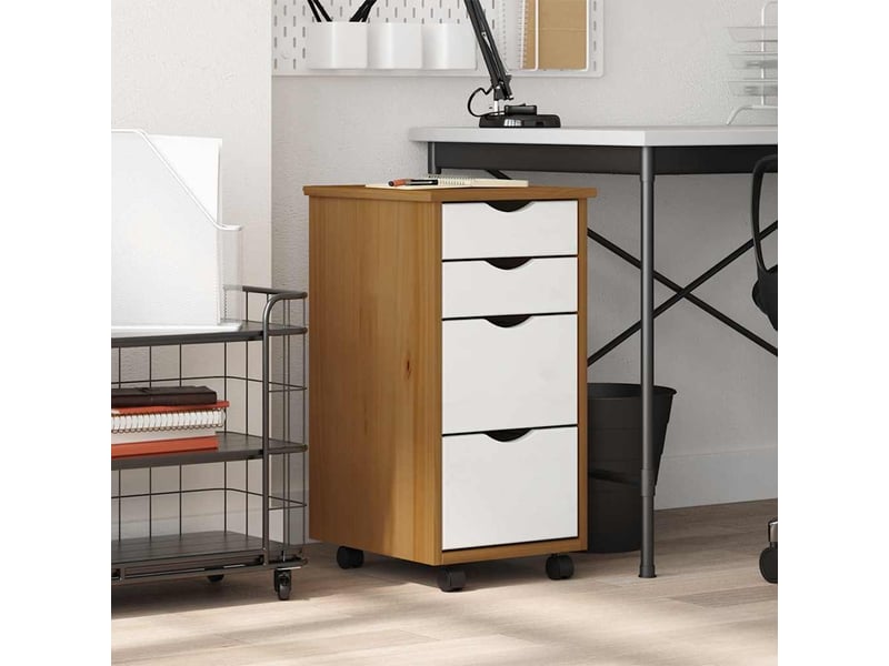  Armoire de rangement roulante avec tiroirs moss bois de pin marron miel shl7931  - Conforama A