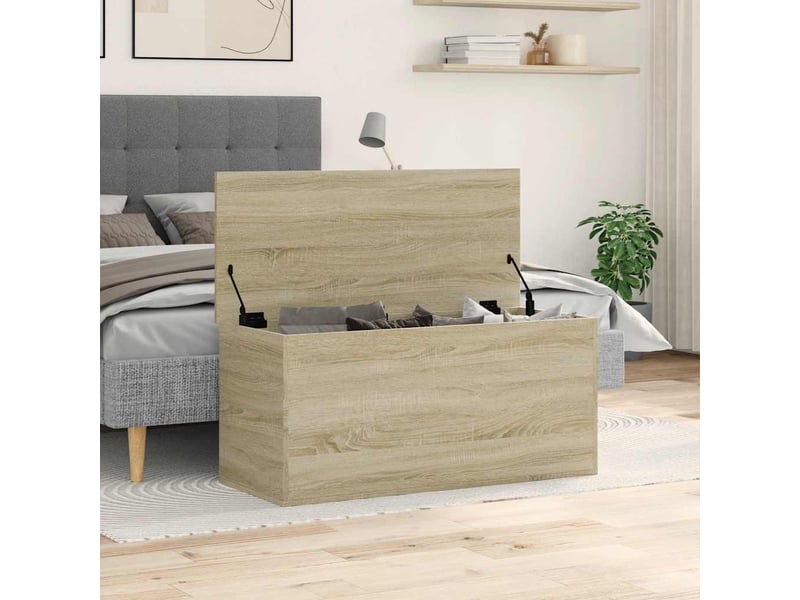  Boîte de rangement, coffre de rangement chêne sonoma 100x42x46 cm bois d'ingénierie  - Conforama C