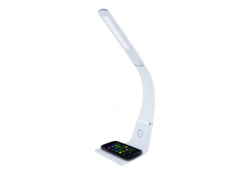  Fabrilamp kodonita lampe de bureau led blancchrome 5 w 400 lm, charge qi, tactile et dimmable 139271001 - Conforama C