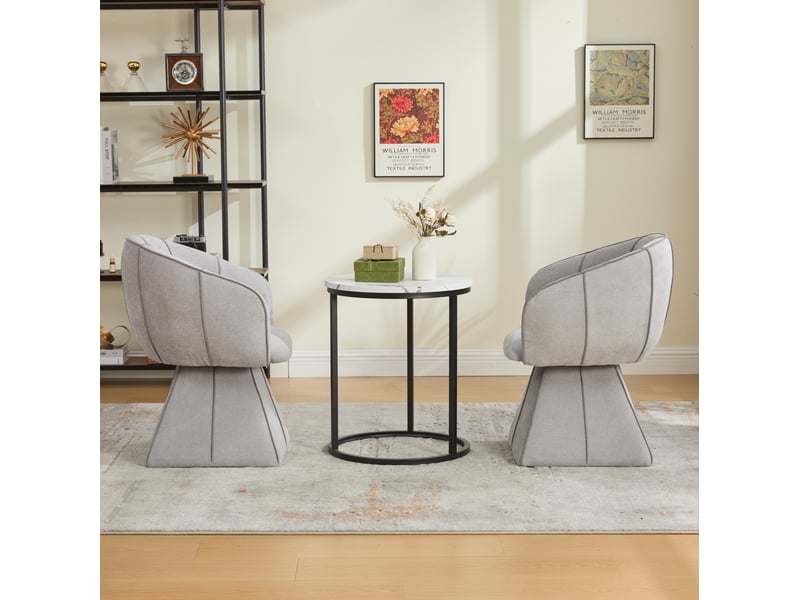  Fauteuil pivotant avec dossier haut ergonomique et accoudoirs, pour chambre et salon en chenille grise 56 × 54 × 74,5 cm  - Conforama D