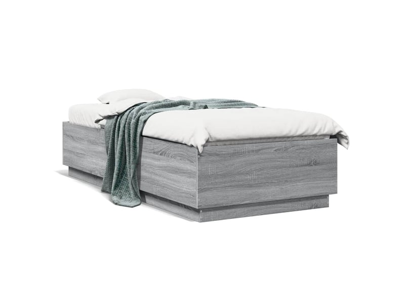  Lit simple- lit adulte -  cadre de lit avec led sans matelas sonoma gris 100x200 cm  - Conforama D