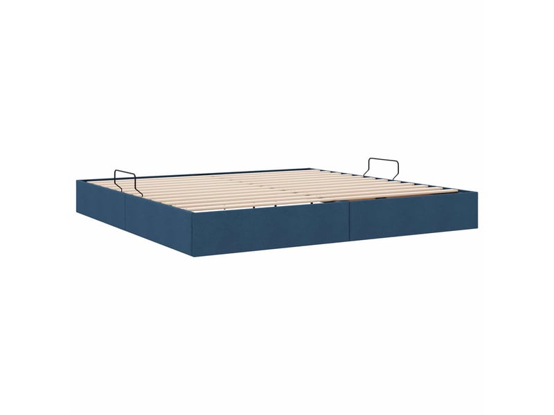  Lit double- lit adulte -  cadre de lit ottoman avec stockage bleu 200 x 200 cm tissu  - Conforama D