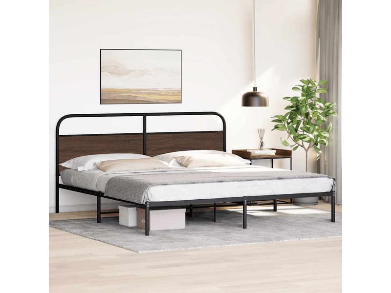  Lit double- lit adulte -  cadre de lit en métal sans matelas chêne marron 200x200 cm  - Conforama C