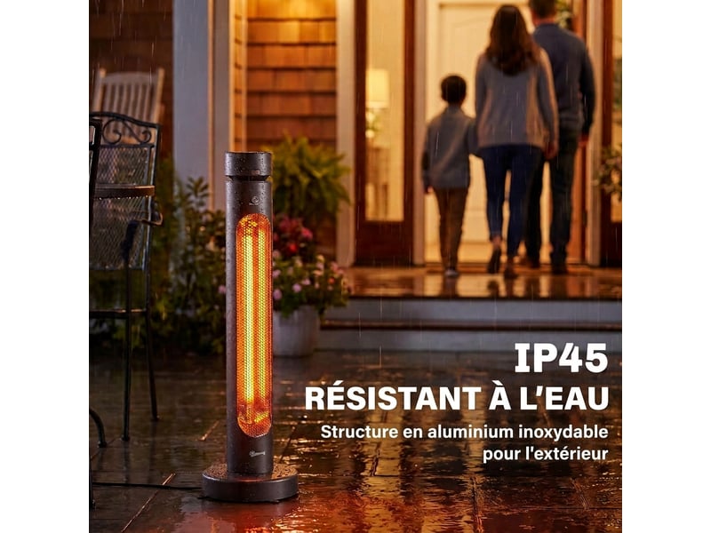 Chauffage de terrasse infrarouge 2000w oscillant avec télécommande et housse - Conforama R