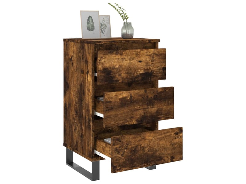  Tables de chevet 2 pièces chêne fumé 40x35x69 cm bois ingénierie  - Conforama D