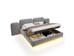 Lit coffre 180x200 cm SAPGAKS   coloris gris
