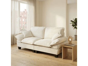 Canapé modulable, canapé 2 places; en chenille, avec accoudoirs, beige