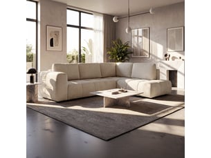 Canapé d'angle convertible en tissu beige - angle droit