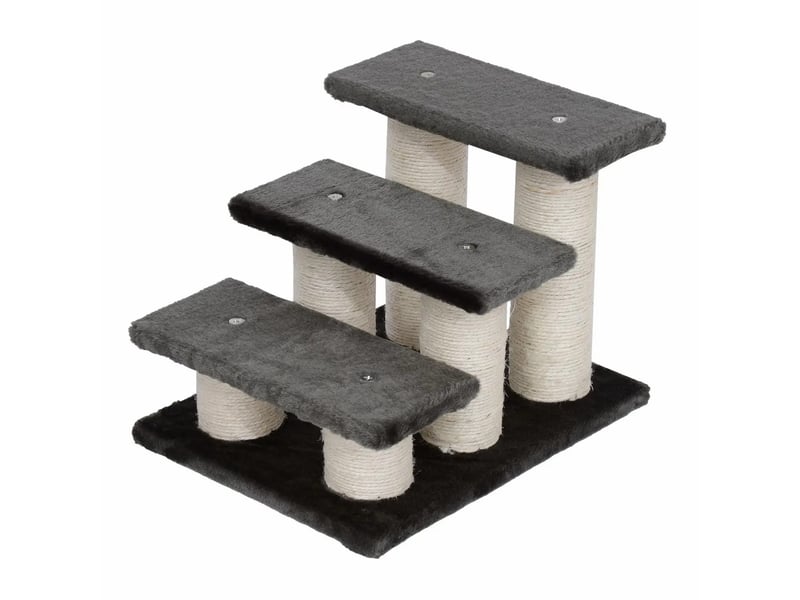  Escalier 3 marches 45x35x34 cm – gris foncé – revêtement en tissu peluche antidérapant  - Conforama A