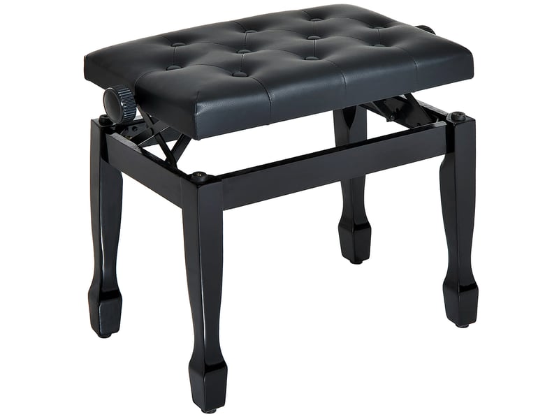  Banc de piano, banc de clavier réglable en hauteur en bois massif, tabouret piano avec siège rembourré polyuréthane à 10 boutons, stable et antidérapant, noir, charge 200kg  - Conforama B