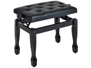 Banc de piano, banc de clavier réglable en hauteur en bois massif, tabouret piano avec siège rembourré polyuréthane à 10 boutons, stable et antidérapant, noir, charge 200kg