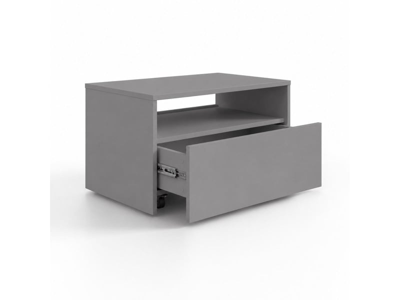  Table basse lino 80 x 50 cm - roulettes et tiroir, gris LINO/LAW/80x50/S - Conforama B