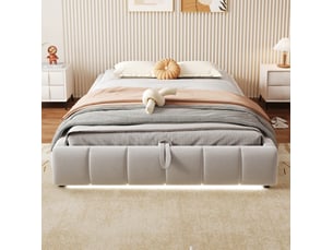 Lit coffre 140x200 cm coloris beige