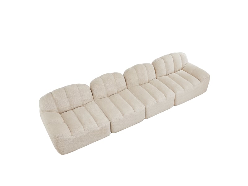  Canapé modulable, canapé 4 places : assise profonde, en tissu, mousse haute densité, blanc  - Conforama B