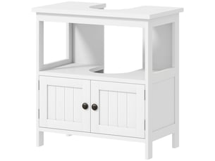 Meuble sous-évier avec 2 portes et étagère ouverte, meuble sous-évier indépendant, 60 x 30 x 60 cm, blanc