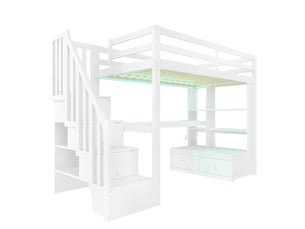 Lit mezzanine 90x200 cm <strong>OOIILLEE</strong>  <strong></strong> coloris blanc